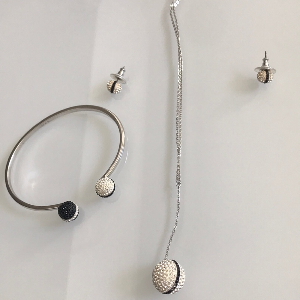 Authentic Silver Abs Black Crystals Swarovski Set - image 2